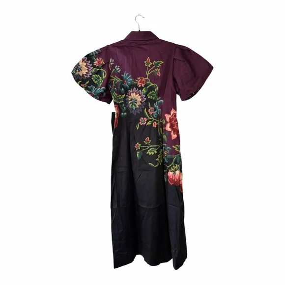 Tuckernuck Midnight Moonflower Delaney Dress Floral Purple Collared Midi Small - Picture 3 of 15